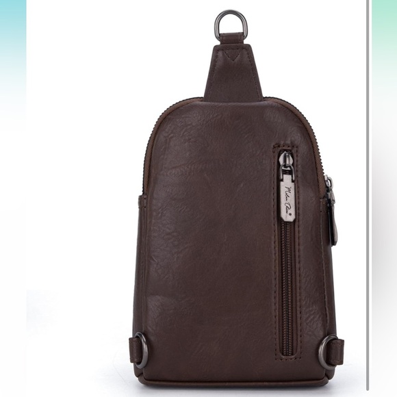 Brown sling bag with guitar strap - Picture 5 of 7